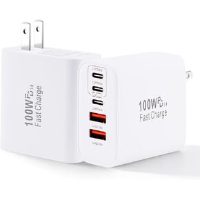 Super Fast USB C Charger Block,100W 5-Port USB C Phone Charger Power Adapter Plug,2Pack Multiport Type C Wall Charger Cubes for iPhone 17 Pro Max/17 Pro/17 Air,16 Pro/16e/15 Plus,MacBook,Android Phone in Kuwait