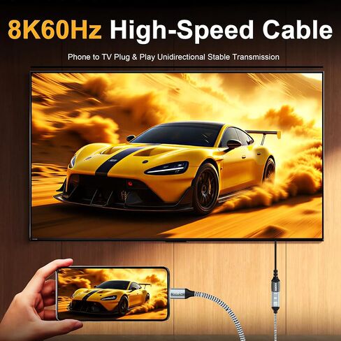 USB C to HDMI2.1 Adapter,Type c to hdmi Female cable, 8K@60Hz 4K@144Hz ,Thunderbolt 4/5 Compatible with MacBook Pro/Air, iPad Pro, iPhone 17 16, HDCP 2.3 & HDR10, 48Gbps ,XPS,Galaxy S22,Gaming Monitor in Kuwait