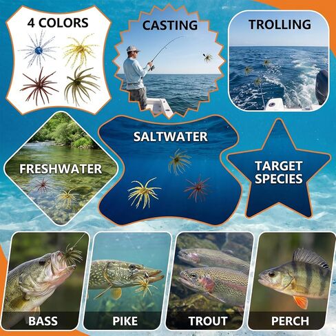 8Pcs Sea Urchin Dice Lures for Bass Drop Shot, Slow Sink in Saudi Arabia