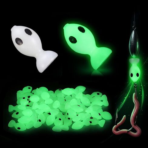 50 Pcs Glow Fishing Beads Luminous Soft Plastic Attractor Beads with Eyes 24mm Night Fishing Accessories for Bass Trout Salmon Catfish Freshwater & Saltwater Tackle Gear in Saudi Arabia