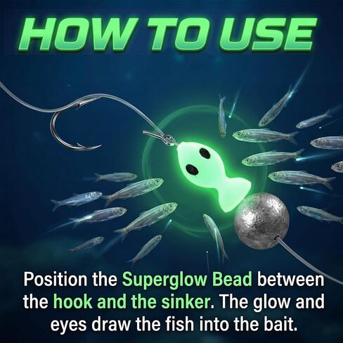 50 Pcs Glow Fishing Beads Luminous Soft Plastic Attractor Beads with Eyes 24mm Night Fishing Accessories for Bass Trout Salmon Catfish Freshwater & Saltwater Tackle Gear in Saudi Arabia