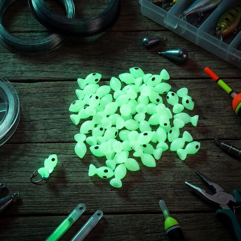50 Pcs Glow Fishing Beads Luminous Soft Plastic Attractor Beads with Eyes 24mm Night Fishing Accessories for Bass Trout Salmon Catfish Freshwater & Saltwater Tackle Gear in Saudi Arabia