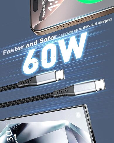 USB C to USB C Cable, 2Pack 3ft Car Charger Fast Charging in Saudi Arabia