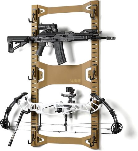 Savior Equipment Wall Rack System 10 Panels Horizontal Steel Wall Mount Firearm Rifle Display Rack, Compound Bow Shotgun Carbine Gun Sword Tactical Vest Gear Hanger Indoor Storage Organizer in Saudi Arabia
