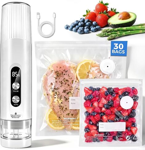Compact Handheld Food Vacuum Sealer with 30 Reusable Vacuum Bags in Kuwait