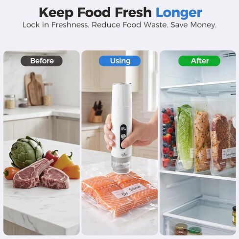 Compact Handheld Food Vacuum Sealer with 30 Reusable Vacuum Bags in Kuwait