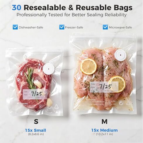 Compact Handheld Food Vacuum Sealer with 30 Reusable Vacuum Bags in Kuwait