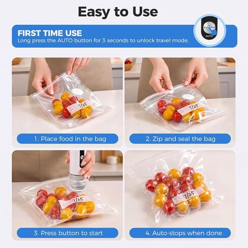 Compact Handheld Food Vacuum Sealer with 30 Reusable Vacuum Bags in Kuwait