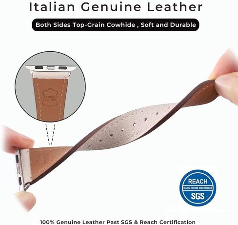 HANDODO Italian Genuine Leather Band Women for Apple Watch Series 11 10 9 8 7 6 5 4 3 2 1 SE SE2 Ultra 2/3, SGS Certified Dressy Bracelet Cute Strap for iWatch 42mm 44mm 45mm 46mm 49mm in Kuwait