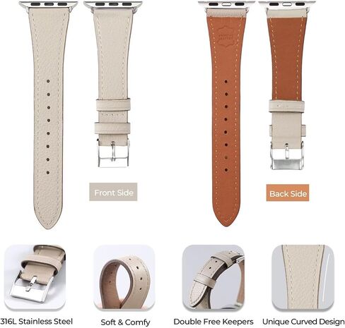 HANDODO Italian Genuine Leather Band Women for Apple Watch Series 11 10 9 8 7 6 5 4 3 2 1 SE SE2 Ultra 2/3, SGS Certified Dressy Bracelet Cute Strap for iWatch 42mm 44mm 45mm 46mm 49mm in Kuwait