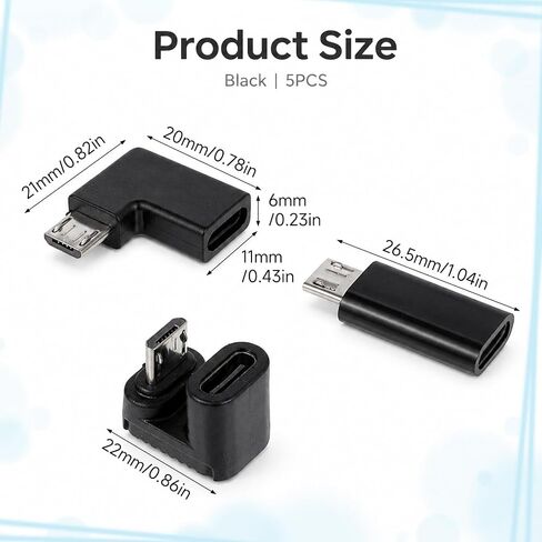 5 Pack USB-C to Micro USB Adapter Micro USB 90 Degree Adapter in Kuwait