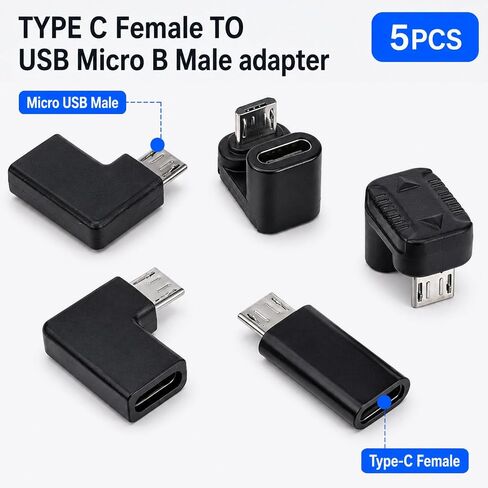 5 Pack USB-C to Micro USB Adapter Micro USB 90 Degree Adapter in Kuwait
