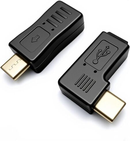 Mini USB to USB C Adapter [4 Pack] 90 Degree Type C Male to Mini 5-Pin Female Converter Connector,Support Charging and Data Transfer in Kuwait