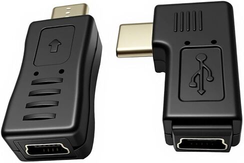 Mini USB to USB C Adapter [4 Pack] 90 Degree Type C Male to Mini 5-Pin Female Converter Connector,Support Charging and Data Transfer in Kuwait