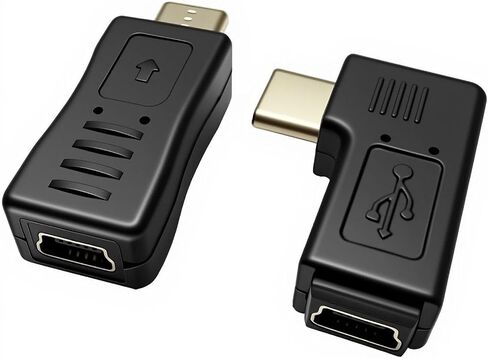 Mini USB to USB C Adapter [4 Pack] 90 Degree Type C Male to Mini 5-Pin Female Converter Connector,Support Charging and Data Transfer in Kuwait