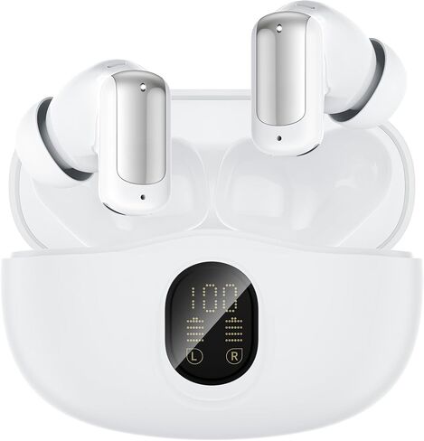 Oraolo N-Lite 217 Wireless Earbuds, Immersive Stereo Sound, Bluetooth 6.0 in-Ear Headphones, Built-in Smart Noise Cancelling Mic for Clear Calls, Comfortable Fit, 32H Playtime, IPX5 Waterproof, White in Kuwait