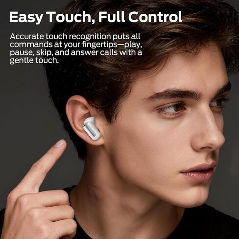 Oraolo N-Lite 217 Wireless Earbuds, Immersive Stereo Sound, Bluetooth 6.0 in-Ear Headphones, Built-in Smart Noise Cancelling Mic for Clear Calls, Comfortable Fit, 32H Playtime, IPX5 Waterproof, White in Kuwait