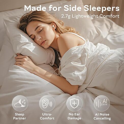 OHAYO Sleep A10 Sleep Earbuds Bluetooth 6.0 Noise Cancelling Headphones for Side Sleepers No Touch Control Tiny Sleeping Ear Buds for Snoring Partner Travel 5mm Dynamic Driver Beige in Kuwait