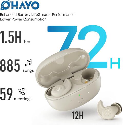 OHAYO Sleep A10 Sleep Earbuds Bluetooth 6.0 Noise Cancelling Headphones for Side Sleepers No Touch Control Tiny Sleeping Ear Buds for Snoring Partner Travel 5mm Dynamic Driver Beige in Kuwait