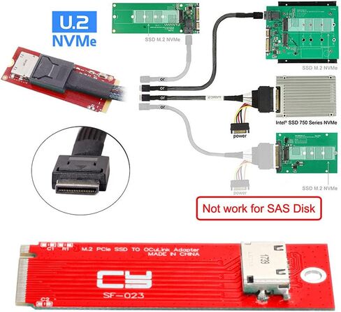 PCI-E 3.0 M.2 M-Key to Oculink SFF-8612 SFF-8611 Host Adapter for PCIe Nvme SSD 2260 Adapter in Saudi Arabia
