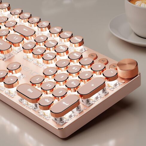 Wireless Typewriter Style Mechanical Keyboard with White Backlit, Knob in Saudi Arabia