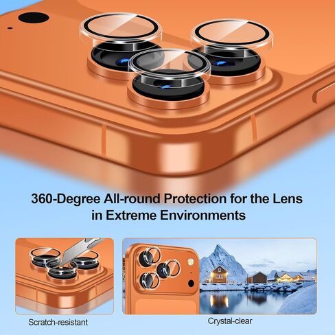 QHOHQ [1-Second Auto-Install] 3 Pack Screen Protector for iPhone 17 Pro Max [6.9 Inch] + 1 Set Camera Lens Protector, 9H+ Shatterproof Tempered Glass, [12FT Military Grade Protection], Case Friendly in Kuwait