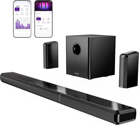 ULTIMEA 7.1ch Virtual Surround Sound Bar, Sound Bar for Smart TV with 2 Surround Speakers, Surround Sound System for TV with RGB, 6.5" Subwoofer, Peak Power 410W, App, HDMI/OPT/AUX/BT Apollo S70 Ultra in Kuwait
