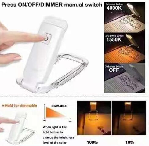 6X Clipped Reading Lamp USB Rechargeable 2 Brightness Levels Eye in Saudi Arabia