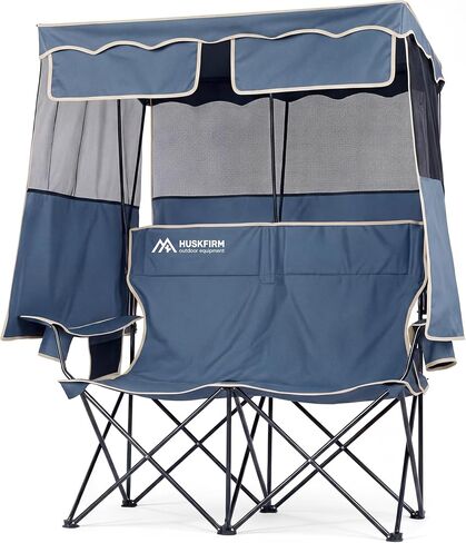 Double Camping Chair with Canopy,2 Person Folding Chair with Canopy, Green in Saudi Arabia