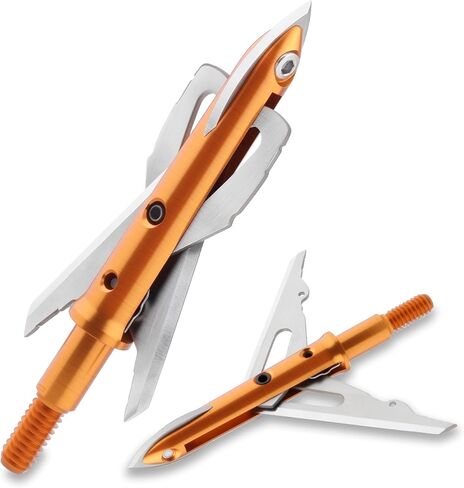 Hunting Broadheads 6PK 100 Grains 420 Stainless Steel 3 Blades Mechanical Hunting Arrow Tips Archery Arrowhead for Crossbow and Compound Bow Hunting 2" Cutting Diameter in Kuwait