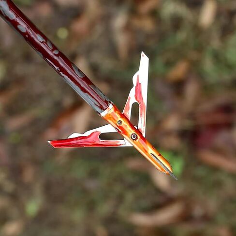 Hunting Broadheads 6PK 100 Grains 420 Stainless Steel 3 Blades Mechanical Hunting Arrow Tips Archery Arrowhead for Crossbow and Compound Bow Hunting 2" Cutting Diameter in Kuwait