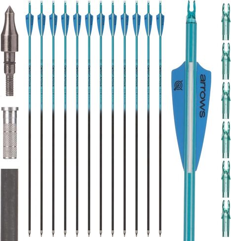 30inch Carbon Arrow with Removable Tips for Target Practice, Archery Hunting Arrows for Compound & Recurve & Traditional Bow(Pack of 12) in Kuwait