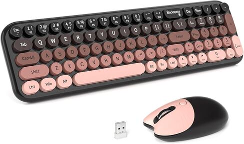 MOFII Wireless Keyboard and Mouse Combo, Full Size 2.4G Retro Round Computer Keyboard and Mouse Set, Plug and Play, for Windows, Computer, Desktop, PC, Notebook - (Lovely BlackBerry Gradient) in Kuwait