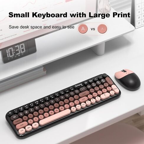 MOFII Wireless Keyboard and Mouse Combo, Full Size 2.4G Retro Round Computer Keyboard and Mouse Set, Plug and Play, for Windows, Computer, Desktop, PC, Notebook - (Lovely BlackBerry Gradient) in Kuwait