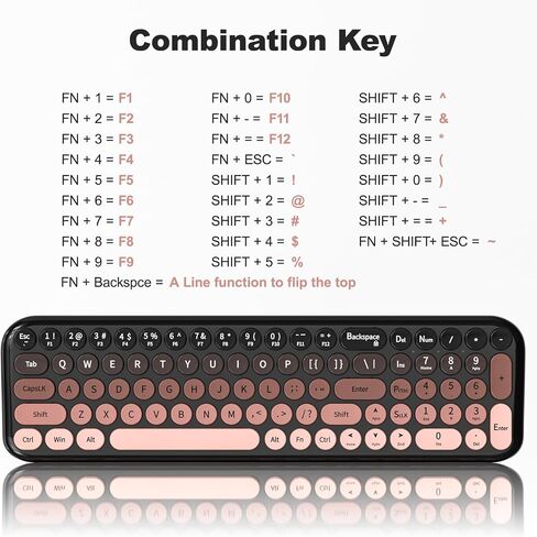 MOFII Wireless Keyboard and Mouse Combo, Full Size 2.4G Retro Round Computer Keyboard and Mouse Set, Plug and Play, for Windows, Computer, Desktop, PC, Notebook - (Lovely BlackBerry Gradient) in Kuwait