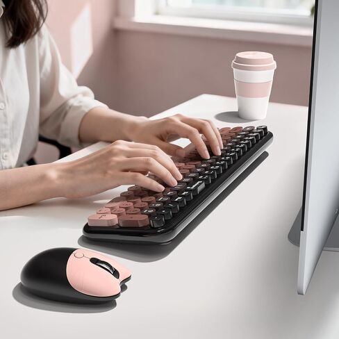 MOFII Wireless Keyboard and Mouse Combo, Full Size 2.4G Retro Round Computer Keyboard and Mouse Set, Plug and Play, for Windows, Computer, Desktop, PC, Notebook - (Lovely BlackBerry Gradient) in Kuwait