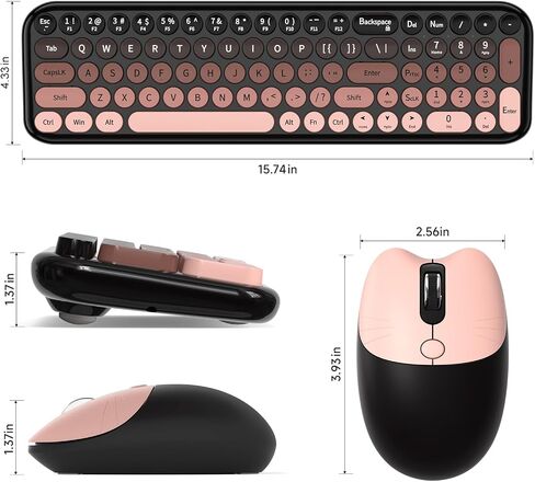 MOFII Wireless Keyboard and Mouse Combo, Full Size 2.4G Retro Round Computer Keyboard and Mouse Set, Plug and Play, for Windows, Computer, Desktop, PC, Notebook - (Lovely BlackBerry Gradient) in Kuwait