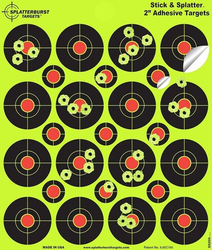 Splatterburst Targets - 2 inch Stick & Splatter Self Adhesive Shooting Targets - Gun - Rifle - Pistol - Airsoft - BB Gun - Pellet Gun - Air Rifle - Made in USA in Kuwait
