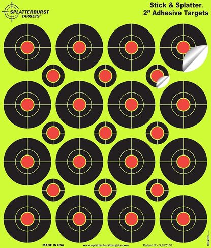 Splatterburst Targets - 2 inch Stick & Splatter Self Adhesive Shooting Targets - Gun - Rifle - Pistol - Airsoft - BB Gun - Pellet Gun - Air Rifle - Made in USA in Kuwait