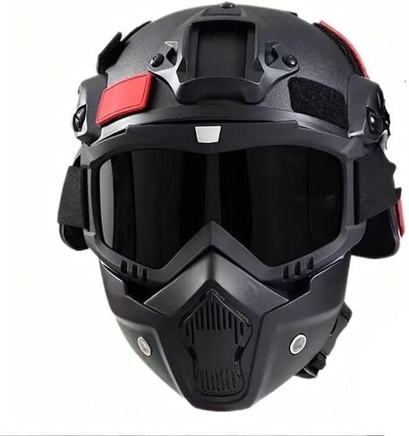MICH Airsoft Helmet and Mask,with Side Rail & NVG Mount with Detachable and Adjustable Goggles CS Helmet Set in Kuwait