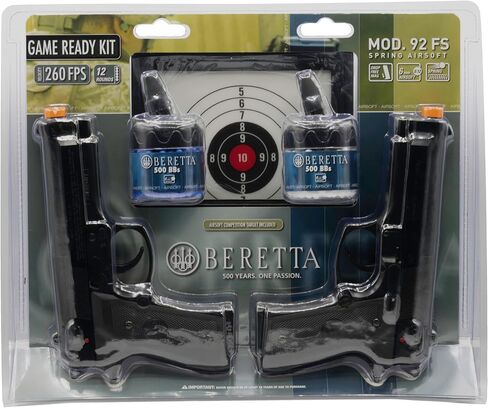 Beretta 92 FS 6mm BB Pistol Airsoft Gun, Game Ready Kit (2 Guns, Target and BBs) in Kuwait