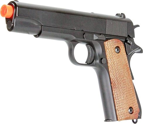BBTac 1911 Airsoft Spring Pistol Airsoft Gun M21 High FPS with Working Hammer and Safety Grip Wood Color in Saudi Arabia