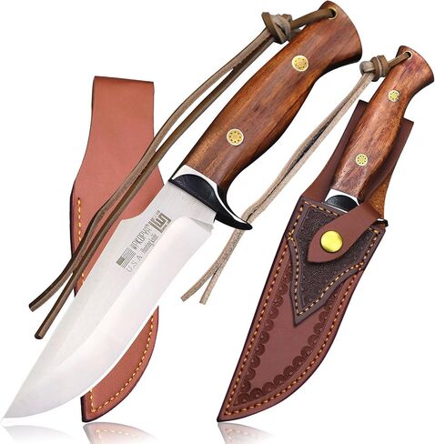WPKOPYA (USA 440C steel 10.5-inch hunting straight knife + leather sheath,suitable for outdoor travel, camping, survival, fishing, and Gifts for Men's and Women's Festivals in Kuwait