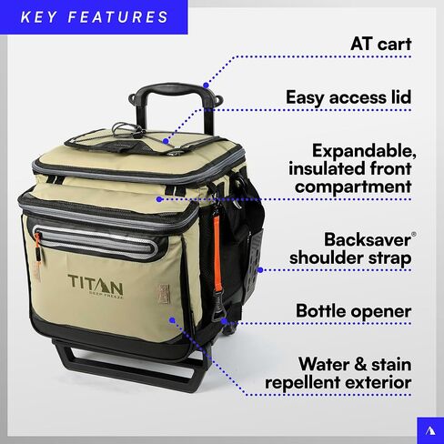 Titan by Arctic Zone Deep Freeze Wheeled Cooler - 60 Can Rolling Cooler with Deep Freeze Insulation and Detachable All-Terrain Cart with Wheels - Moss Green in Kuwait