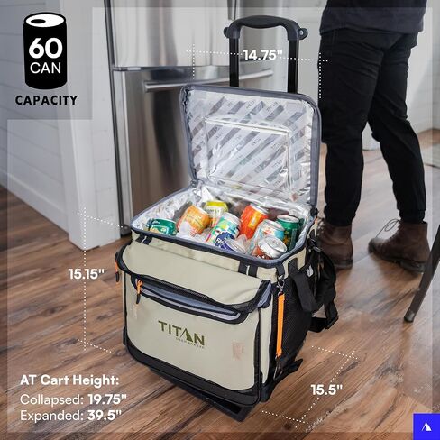 Titan by Arctic Zone Deep Freeze Wheeled Cooler - 60 Can Rolling Cooler with Deep Freeze Insulation and Detachable All-Terrain Cart with Wheels - Moss Green in Kuwait
