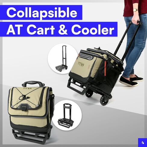 Titan by Arctic Zone Deep Freeze Wheeled Cooler - 60 Can Rolling Cooler with Deep Freeze Insulation and Detachable All-Terrain Cart with Wheels - Moss Green in Kuwait