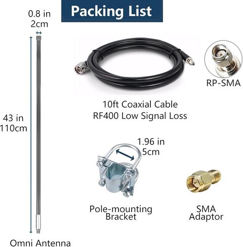 915MHz Outdoor Antenna High Gain 8dBi with 9.8Ft Low Loss Cable for Helium LoRa Meshtastic Hotspot RAK Nebra Bobcat 300 SenseCAP M1 Hotspot HNT Miner Heltec V3 LORA32 915MHz LoRa Module in Kuwait