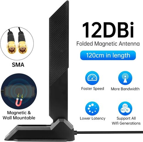 WiFi 6E Tri-Band Antenna 120cm Cable RP-SMA External Extension Cable in Kuwait