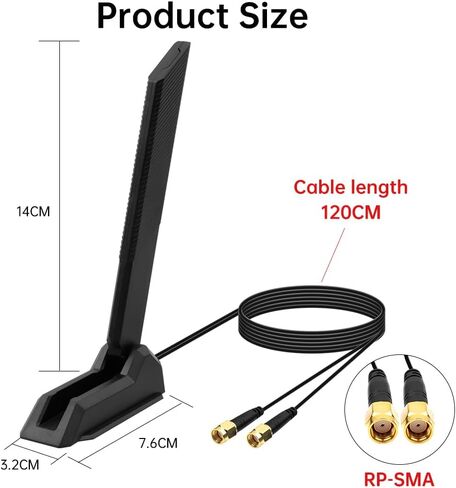 WiFi 6E Tri-Band Antenna 120cm Cable RP-SMA External Extension Cable in Kuwait