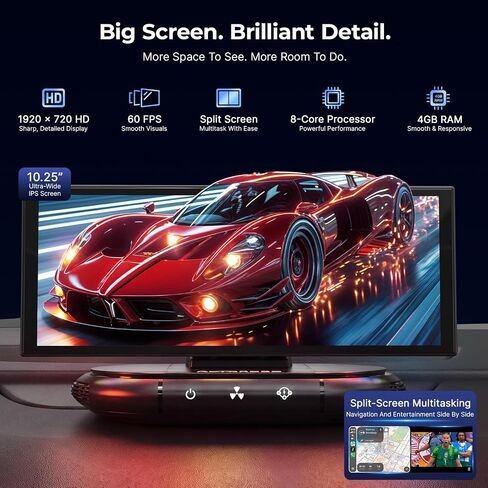 شاشة CarPlay لاسلكية مقاس 10.25 بوصة مزودة بجهاز تنقية الهواء وGoogle Play وGemini AI in Kuwait